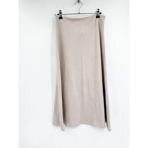 MaxMara Leisure Beige Minimalist Office A-Line Midi Slip Skirt Womens Size Small